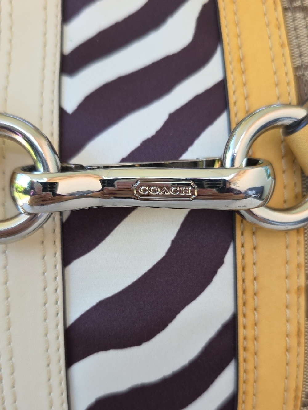 Coach Y2K Nancy Brown Signature Canvas Leather Shoulder Tote Bag Zebra Stripe - Picture 6 of 16